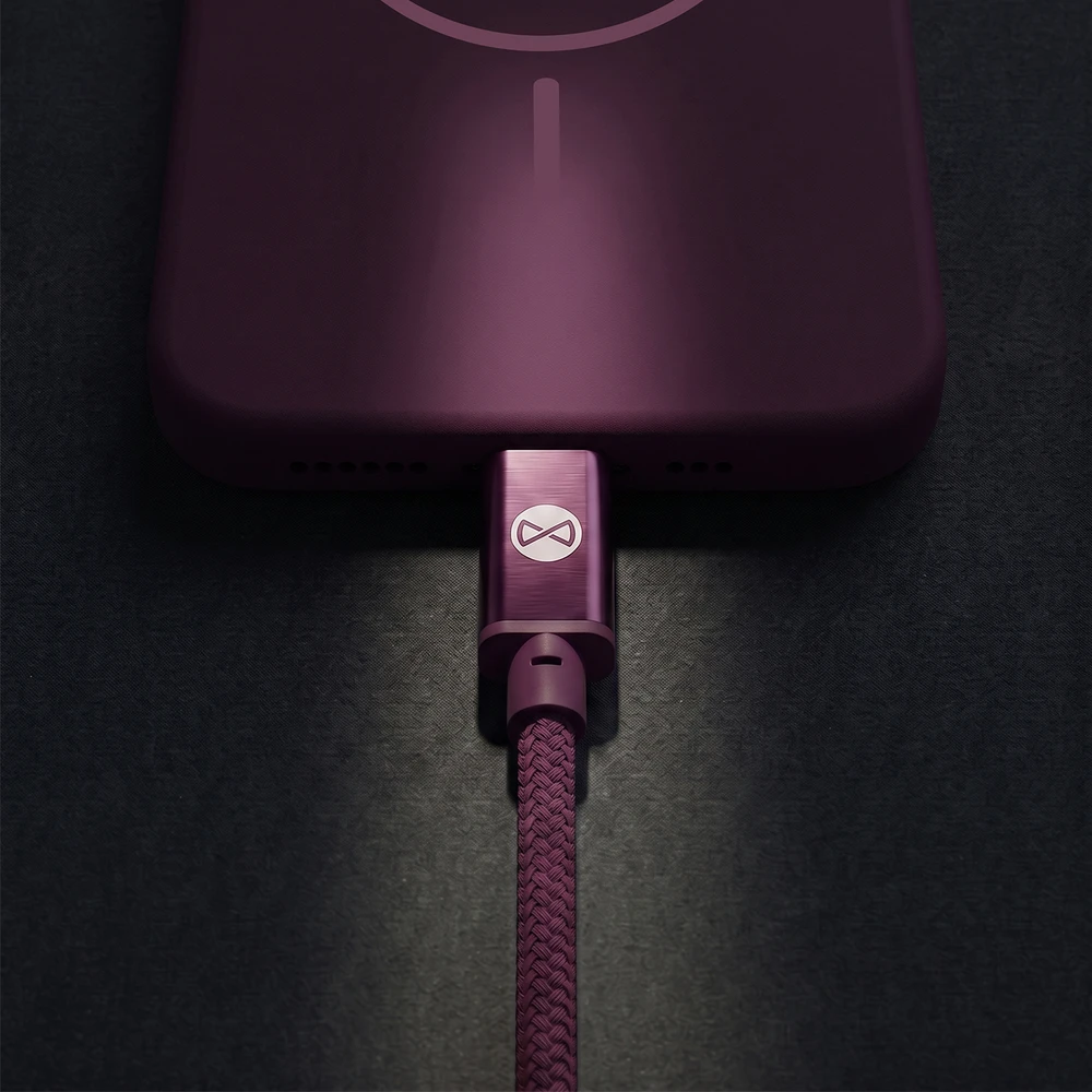 Forever Vibe laidas USB-C – USB-C 1,0 m 60W tamsios vyšnios spalvos