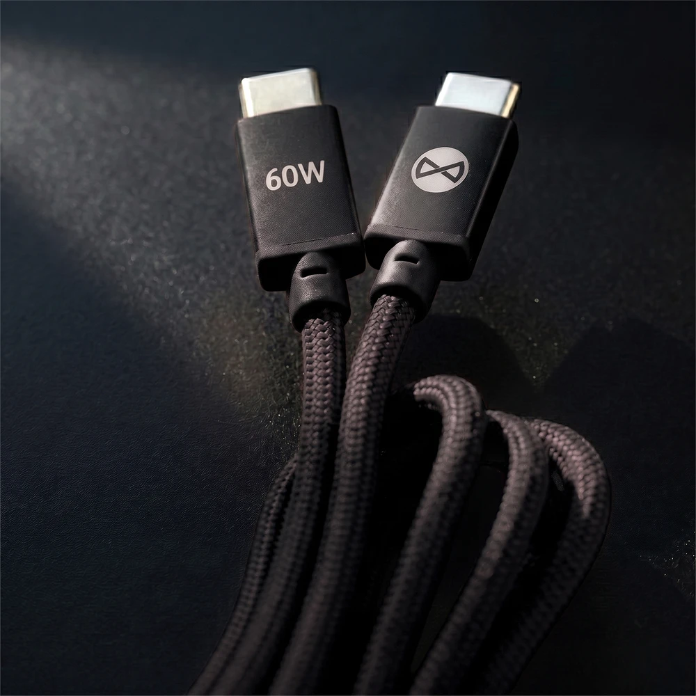 Forever Vibe laidas USB-C – USB-C 1,0 m 60W tamsiai pilkas