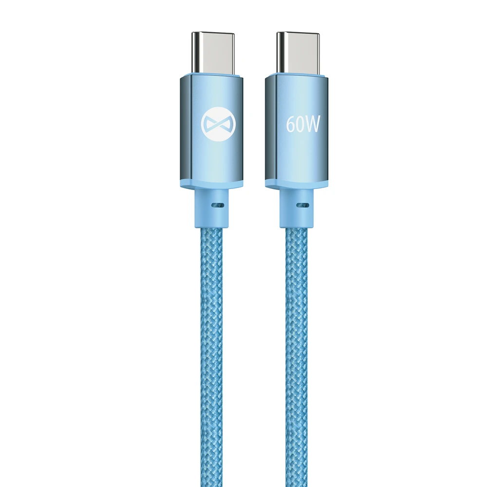 Telforceone Forever Vibe cable USB-C - USB-C 1,0 m 60W sky mėlynas