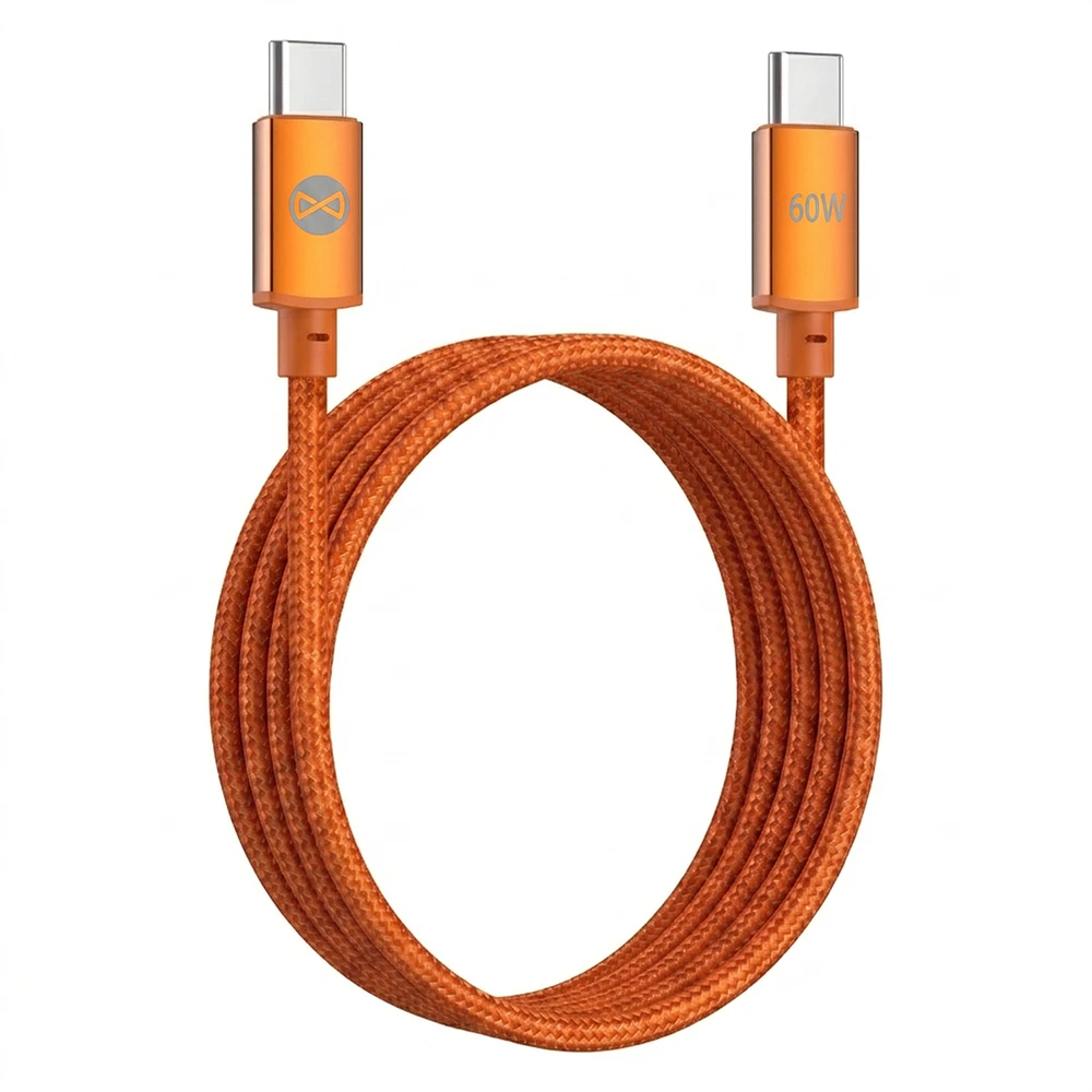 Forever Saffron USB-C – USB-C laidas 1,0 m 60W oranžinis