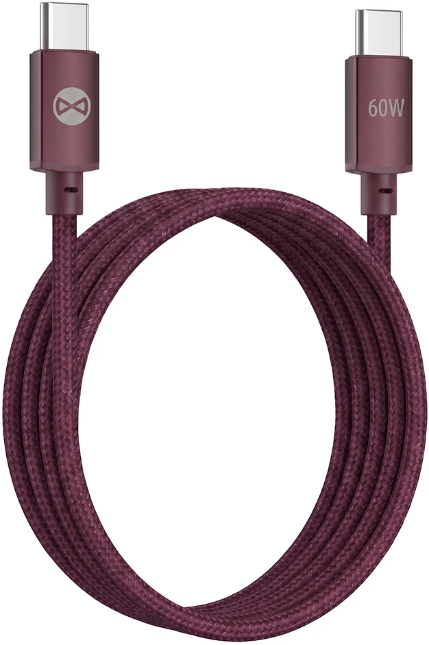 Forever Vibe laidas USB-C – USB-C 1,0 m 60W bordo spalvos