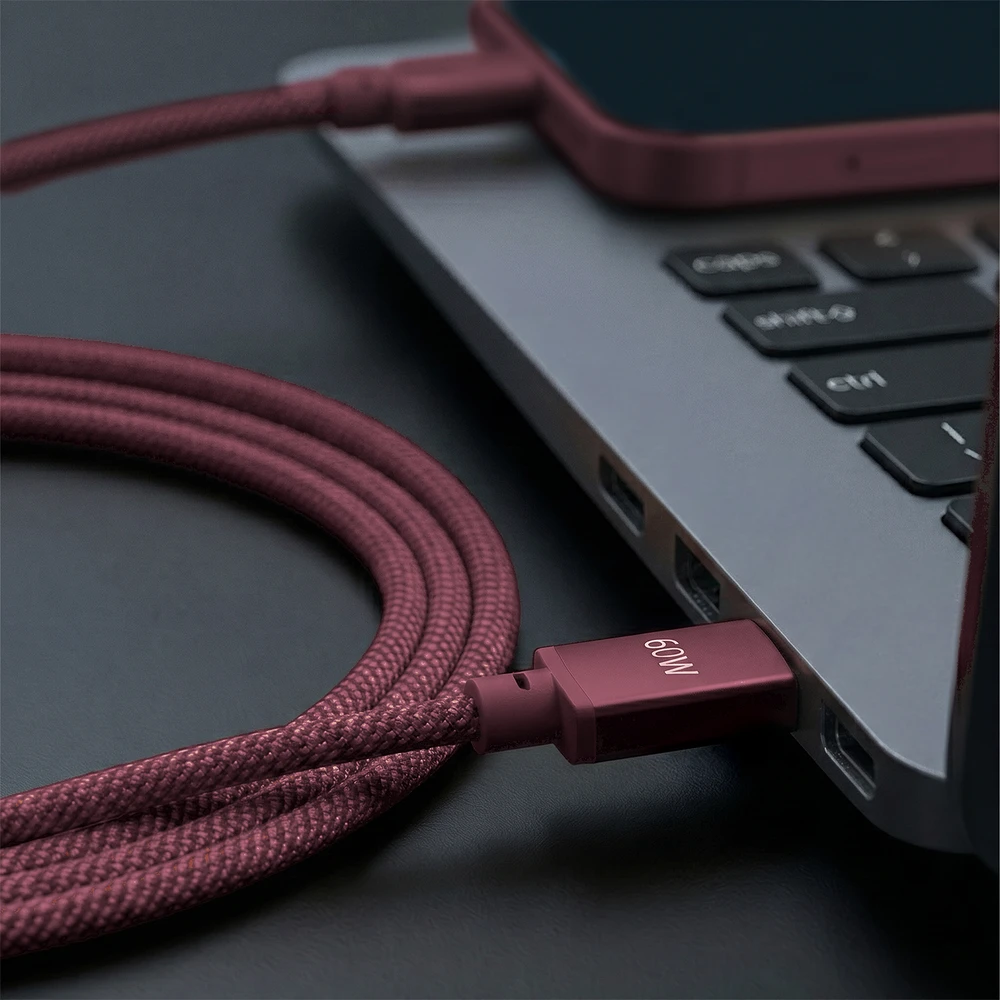 Forever Vibe laidas USB-C – USB-C 1,0 m 60W bordo spalvos