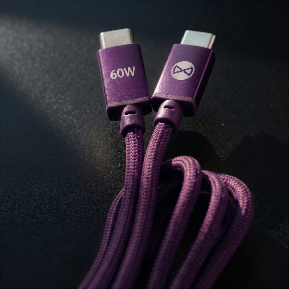 Forever Vibe laidas USB-C – USB-C 1,0 m 60W tamsios vyšnios spalvos