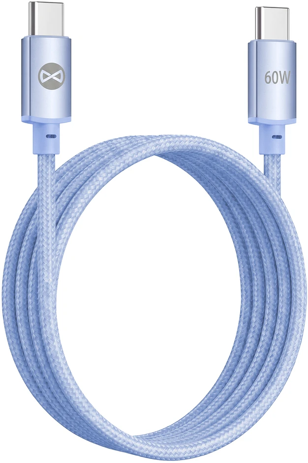 Telforceone Forever Vibe cable USB-C - USB-C 1,0 m 60W sky mėlynas