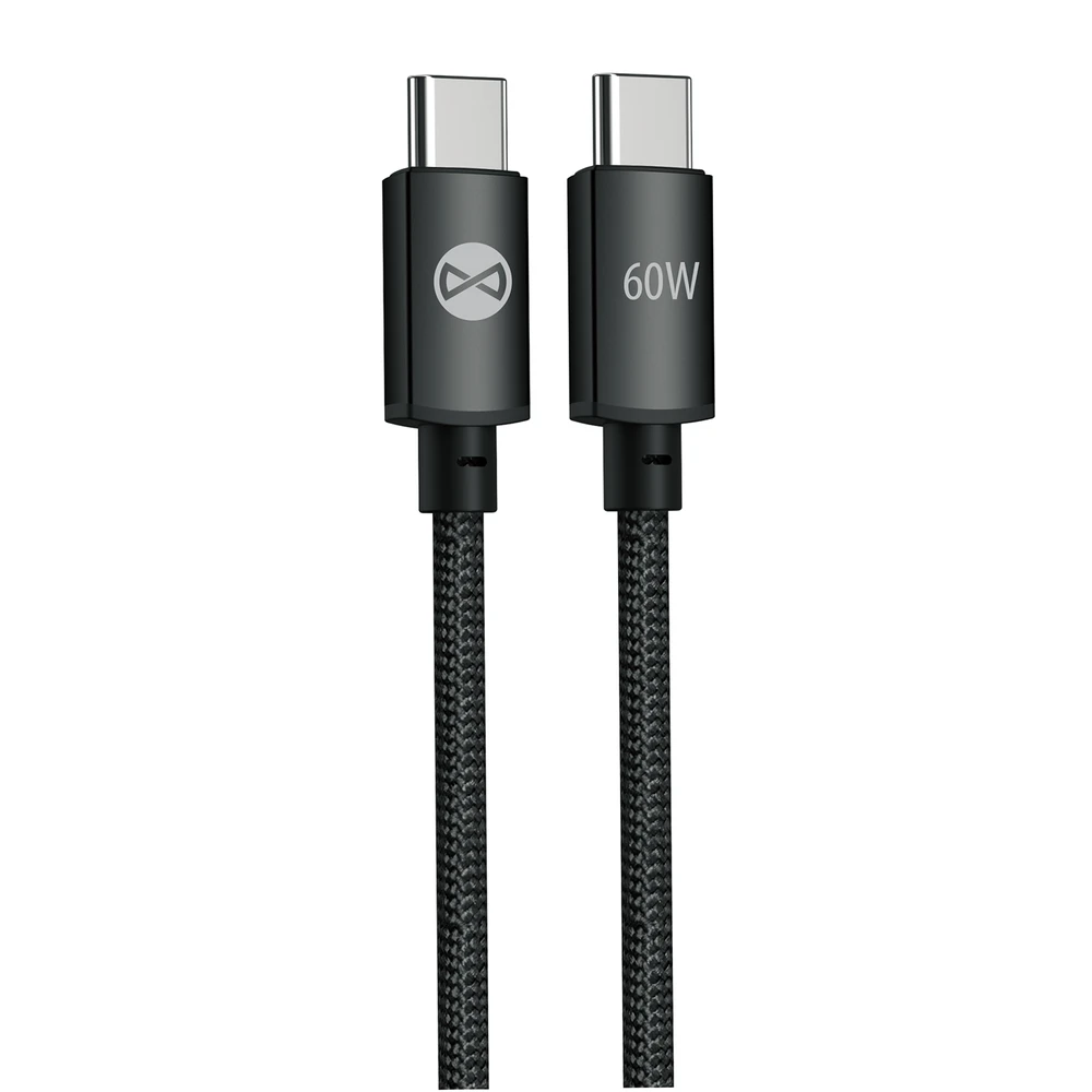 Forever Vibe laidas USB-C – USB-C 1,0 m 60W tamsiai pilkas