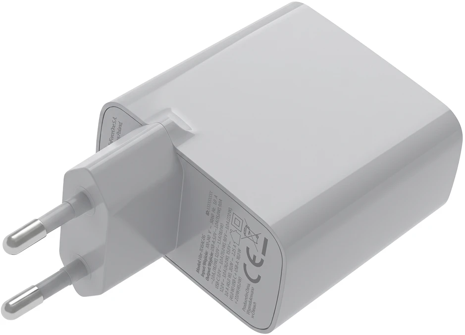 Forever Vibe-TC45AC GaN PD QC įkroviklis 1x USB-C 1x USB 45W sidabrinis