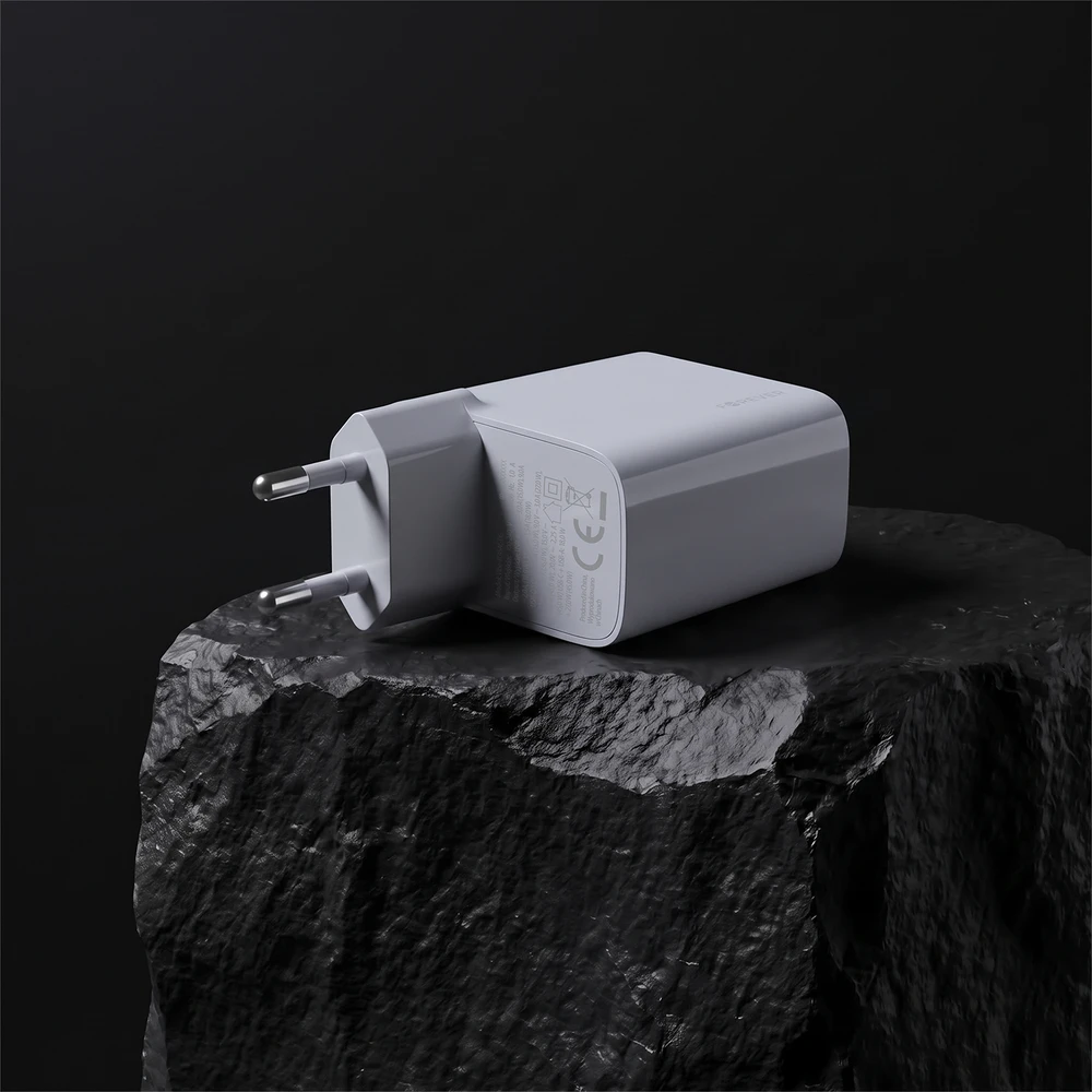 Forever Vibe-TC45AC GaN PD QC įkroviklis 1x USB-C 1x USB 45W sidabrinis