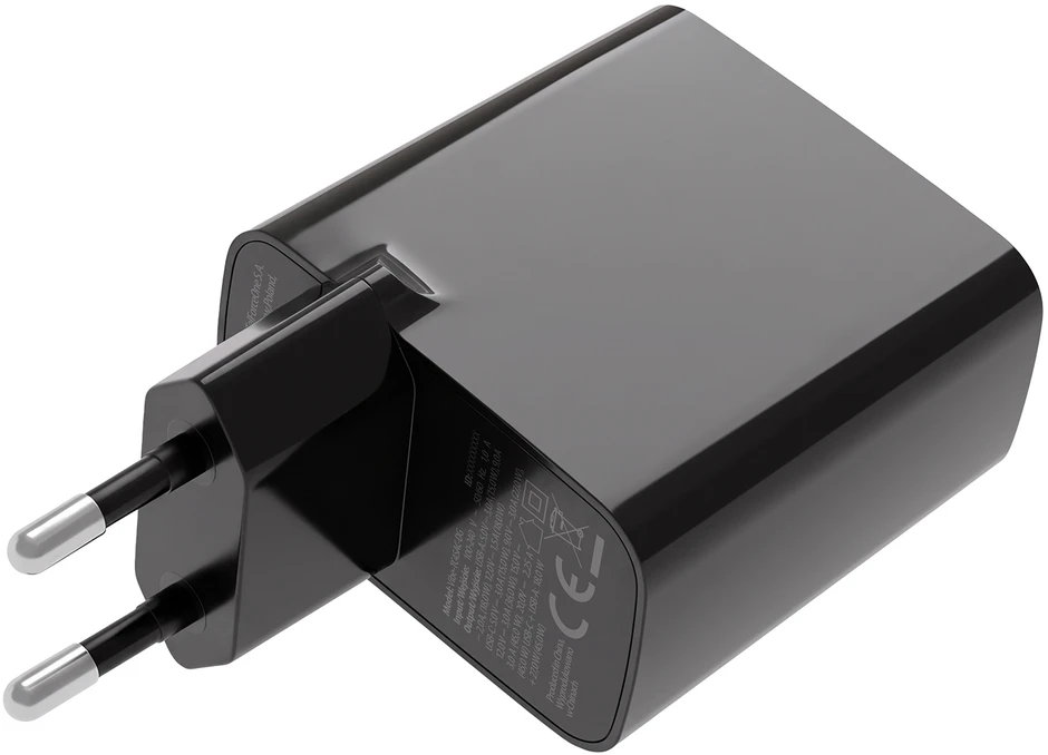 Forever Vibe-TC45AC GaN PD QC įkroviklis 1x USB-C 1x USB 45W tamsiai pilkas