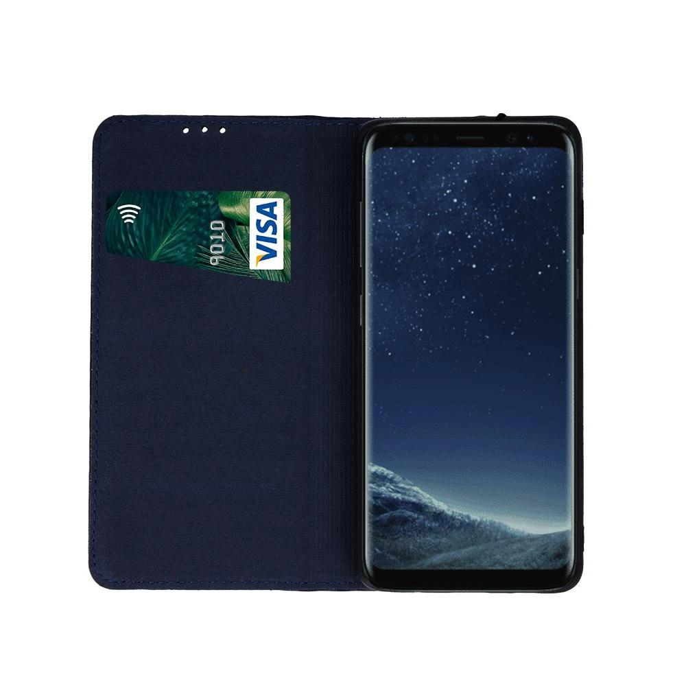 TelForceone Natūralios odos Smart Pro dėklas, skirtas Samsung Galaxy A54 5G tamsiai mėlynas