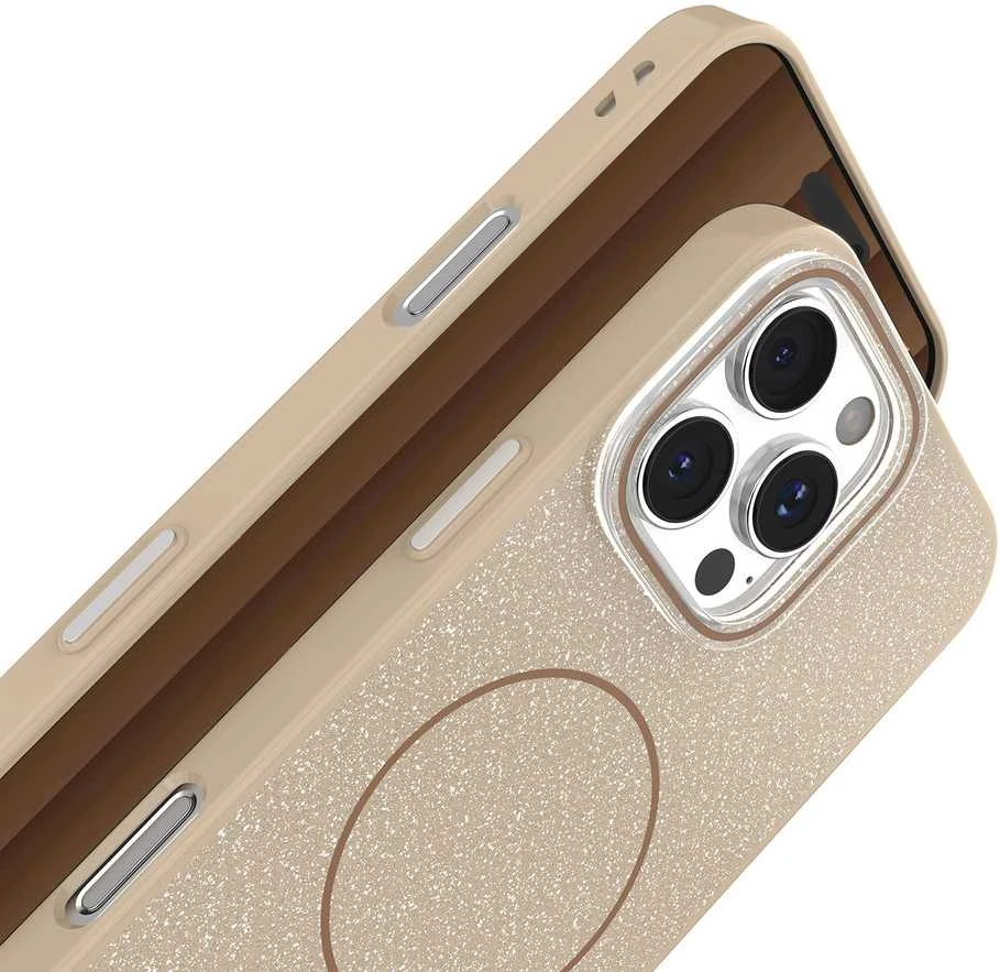 TFO Telforceone Plonas, blizgučiais dengtas „iPhone 17 Pro 6,3“ dėklas, rudas