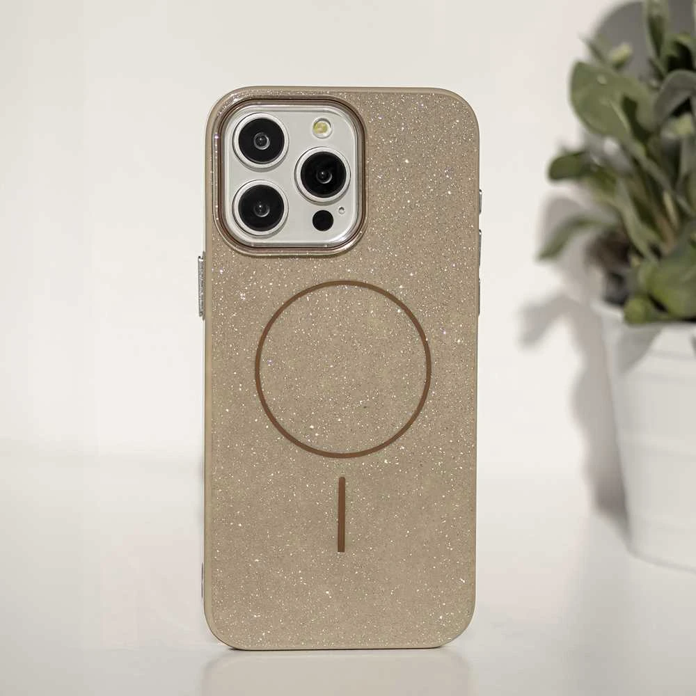 TFO Telforceone Plonas, blizgučiais dengtas „iPhone 17 Pro 6,3“ dėklas, rudas
