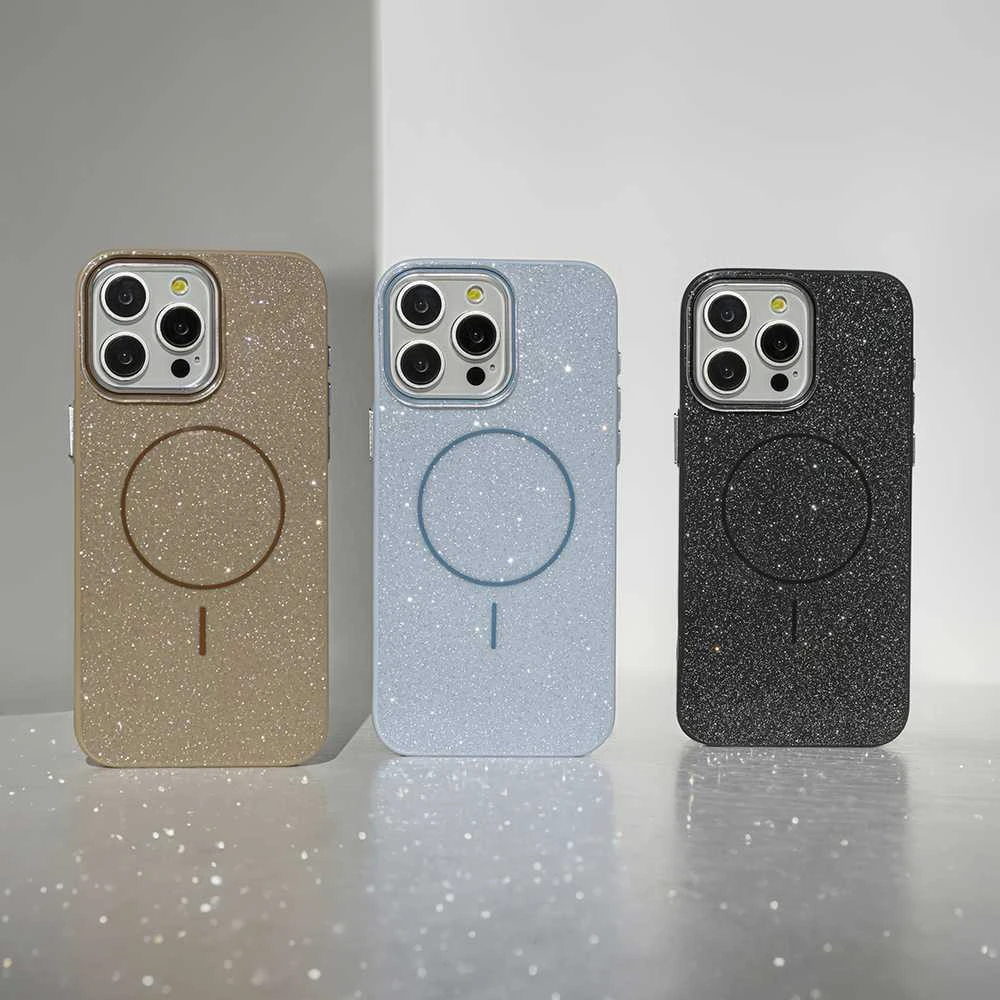 TFO Telforceone Plonas, blizgučiais dengtas „iPhone 17 Pro 6,3“ dėklas, rudas