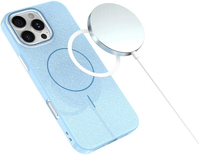 TFO „Glitter Thin Mag“ dėklas, skirtas „iPhone 17 Pro“ 6,3" mėlynas