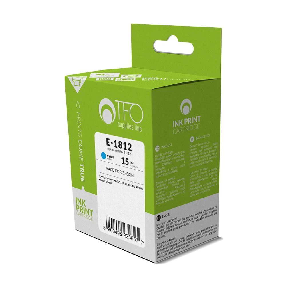 TFO Epson T1812 Cyan INK Cartridge 15ml (C13T18124010) XP-101 XP-205 XP305 HQ Premium Analog