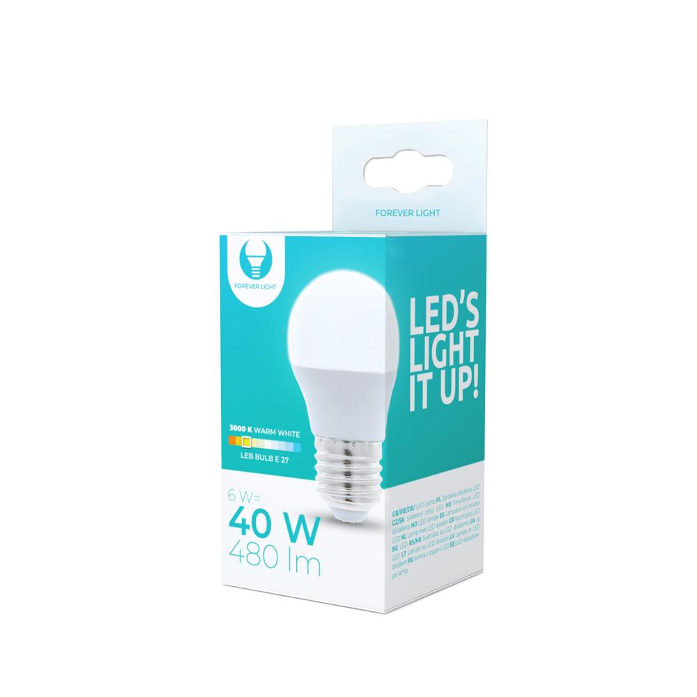 LED lemputė E27 G45 6W 3000K 480lm Forever Light