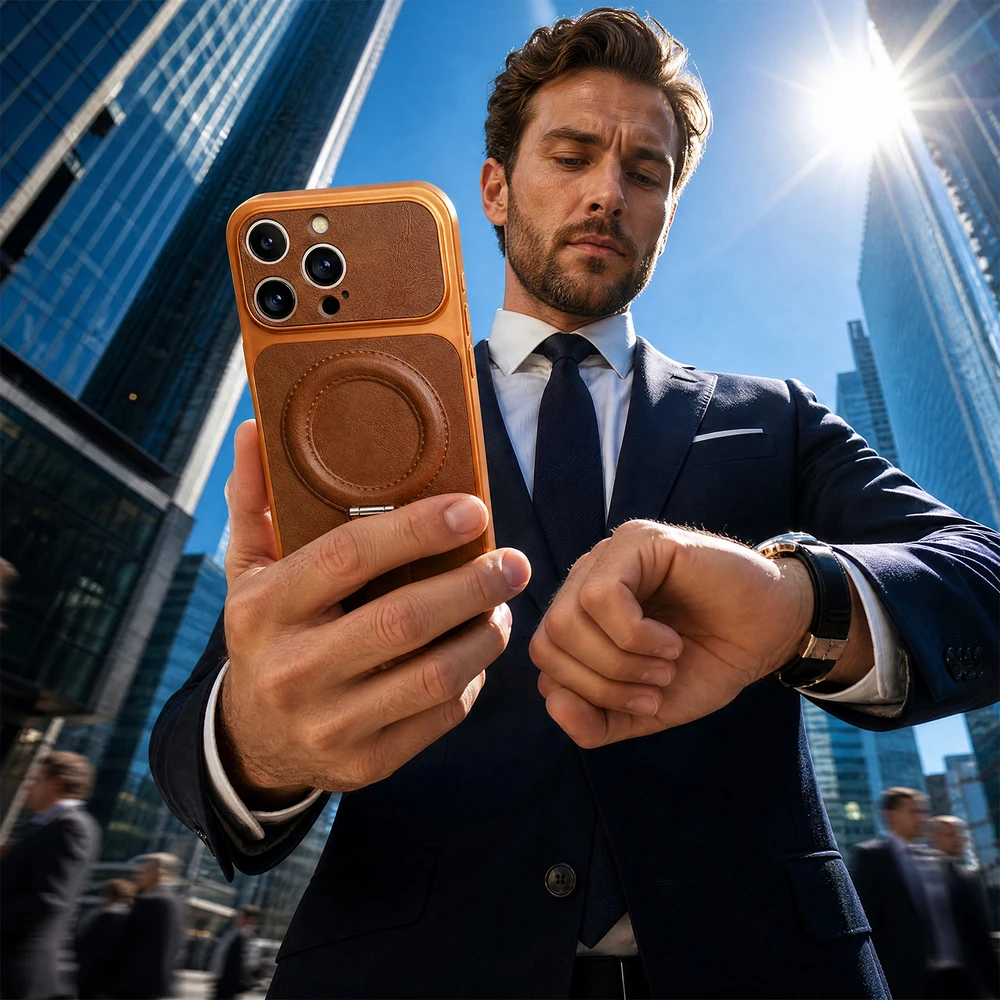 Telforceone „Luxgrip Mag“ dėklas, skirtas „iPhone 17 Pro Max 6,9“ oranžinis