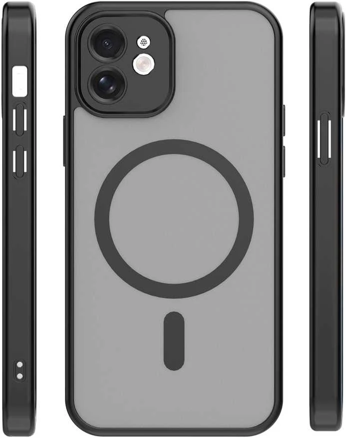 TFO Telforceone „Mag Matt“ dėklas, skirtas „iPhone 12 6,1“ telefonui, juodas, su apsauga nuo kameros.