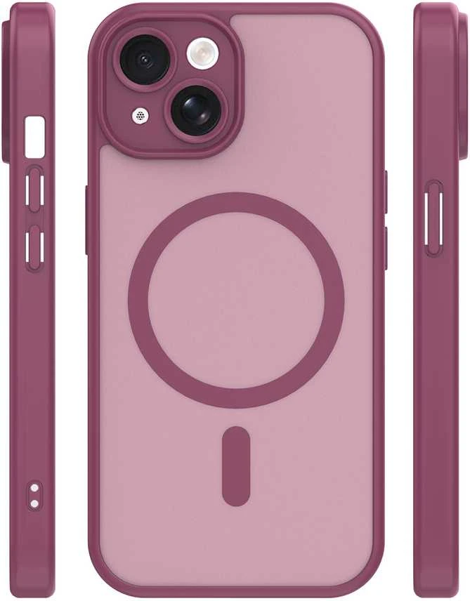 Telforceone „Mag Matt“ dėklas, skirtas „iPhone 14 6,1“ bordo spalvos kameros apsaugai