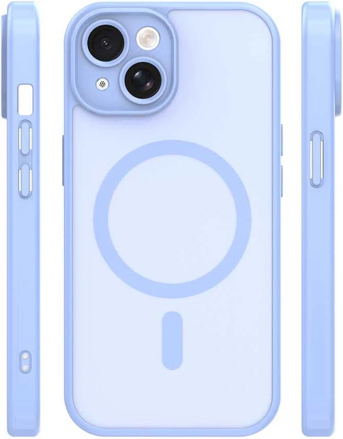 Telforceone „Mag Matt“ dėklas, skirtas „iPhone 15 6,1“ telefonui, šviesiai mėlynas, su apsauga nuo kameros.