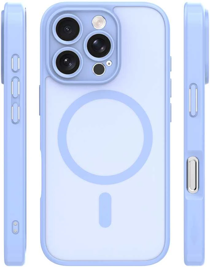 TFO „Mag Matt“ dėklas, skirtas „iPhone 16 Pro“ 6,3", šviesiai mėlynas, su apsauga kamerai