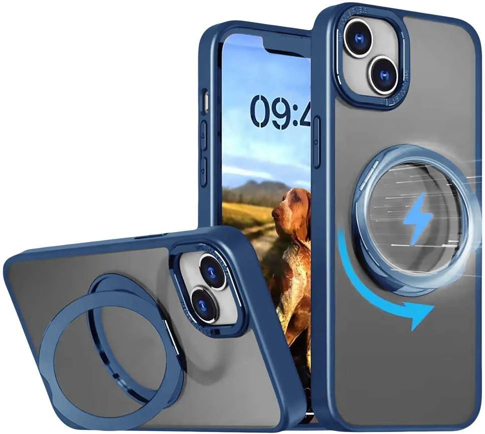 TelForceone Mag Ring besisukantis dėklas iPhone 15 Pro Max 6,7 tamsiai mėlynas