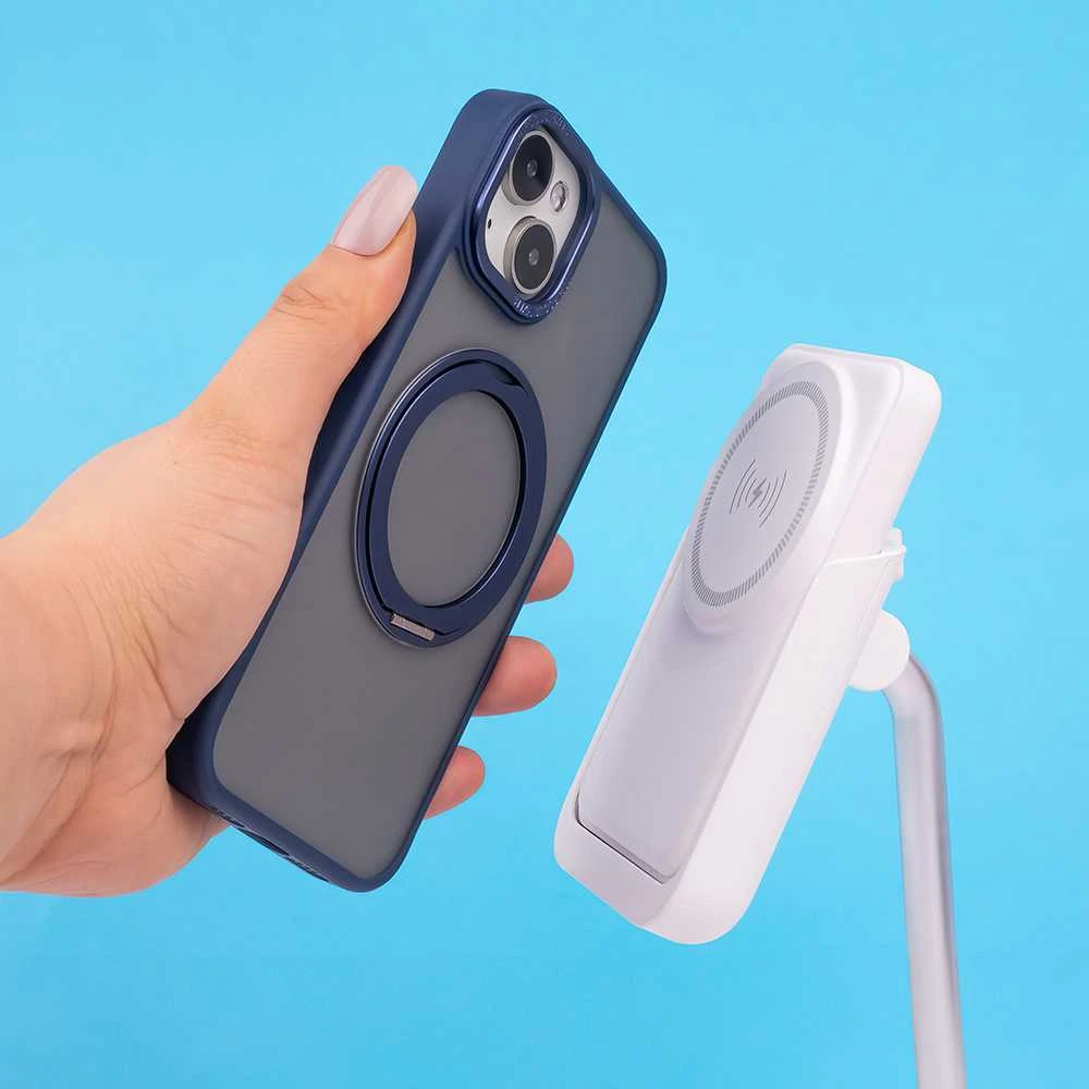 TelForceone Mag Ring besisukantis dėklas iPhone 15 Pro Max 6,7 tamsiai mėlynas