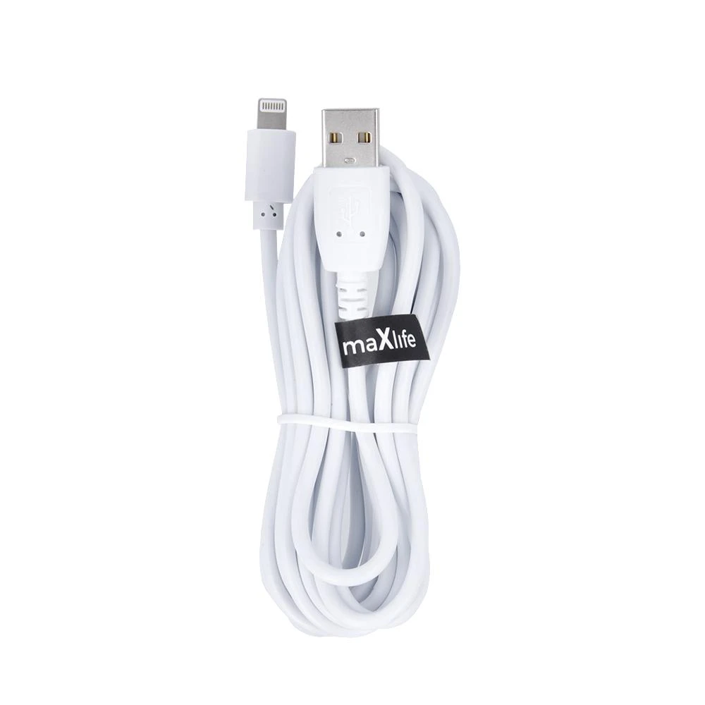 „Maxlife“ laidas USB – „Lightning“ 3,0 m 2A baltas
