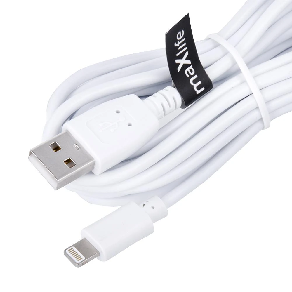 „Maxlife“ laidas USB – „Lightning“ 3,0 m 2A baltas