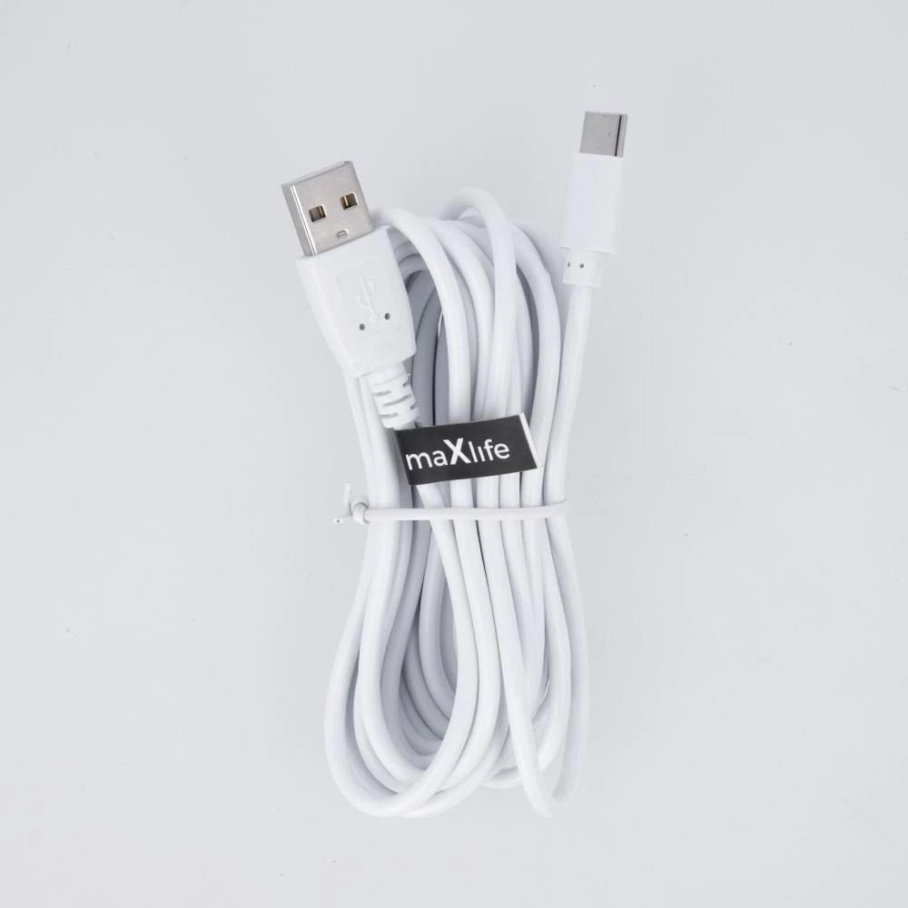 Maxlife laidas USB – USB-C 3,0 m 2A baltas