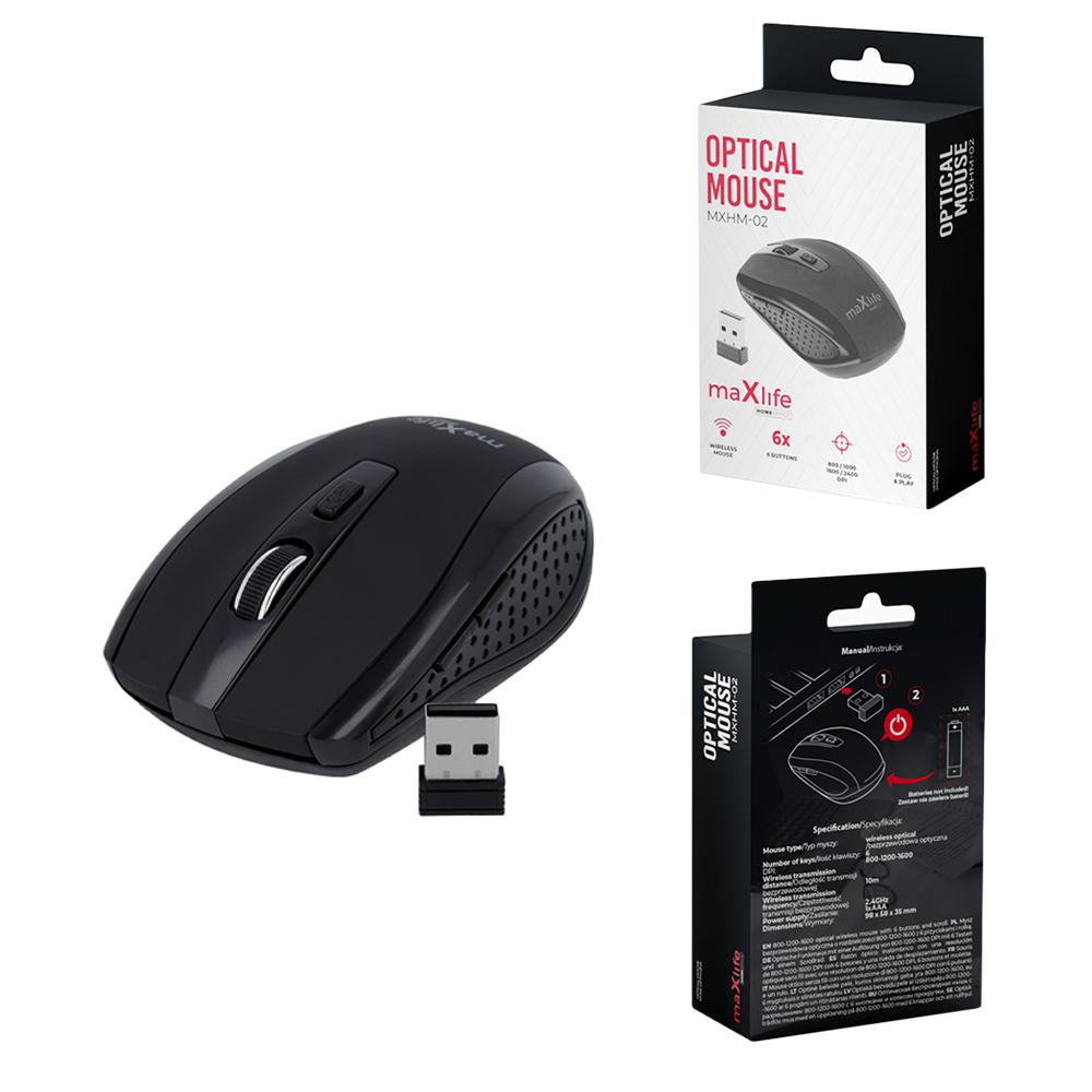 Maxlife Home Office MXHM-02 belaidė optinė pelė 800/1000/1600 DPI juoda