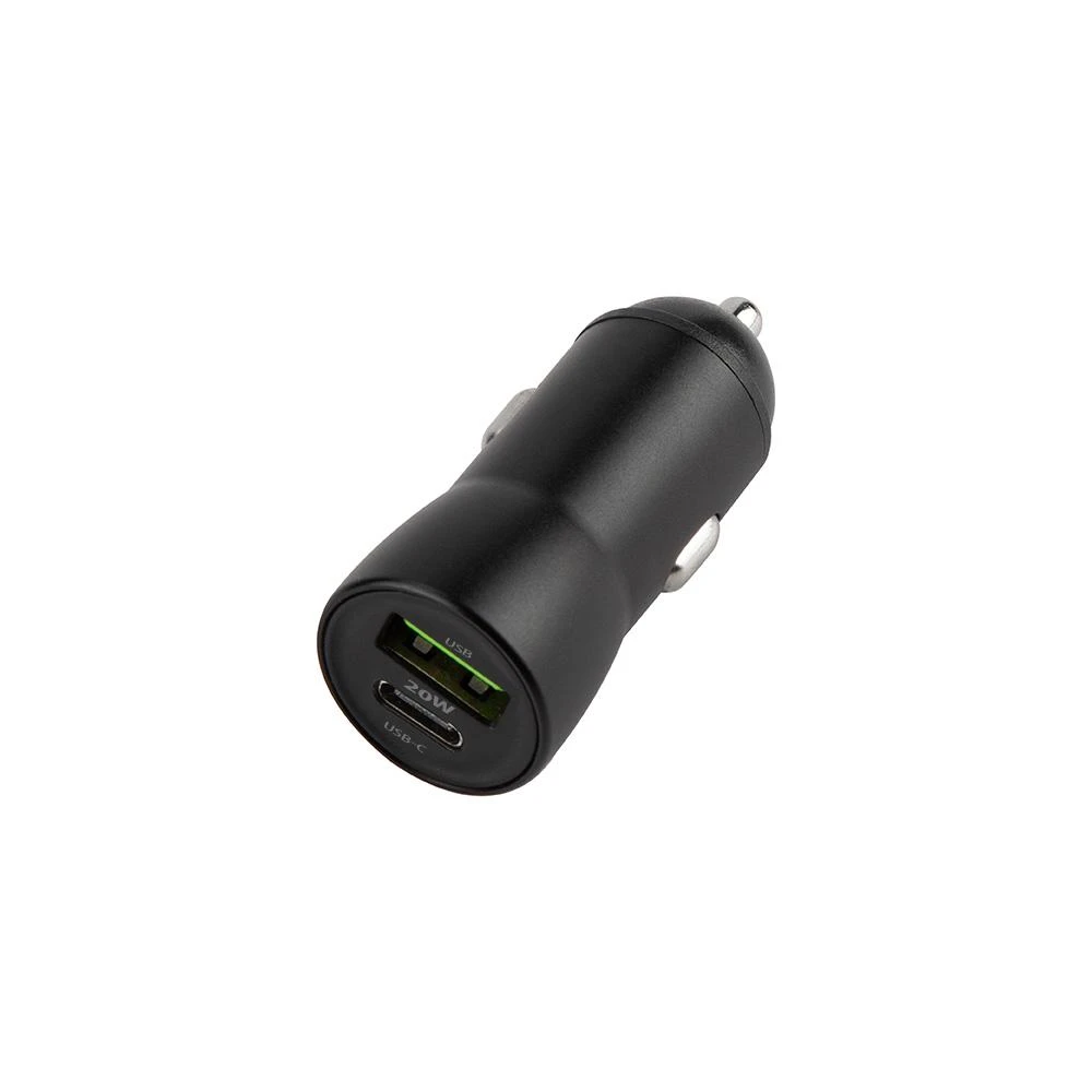 Maxlife MXCC-04 PD QC automobilinis įkroviklis 1x USB-C 1x USB 20W juodas