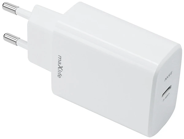Telforceone Maxlife MXTC-10-25C PD QC charger 1x USB-C 25W baltas