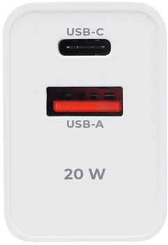 Maxlife MXTC-13-20AC PD QC įkroviklis 1x USB-C 1x USB 20W baltas