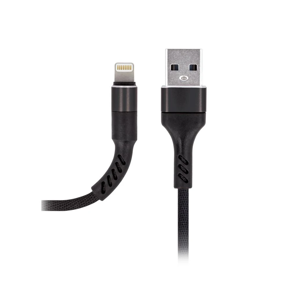 Maxlife MXUC-01 laidas USB – Lightning 1,0 m 2A juodas nailoninis