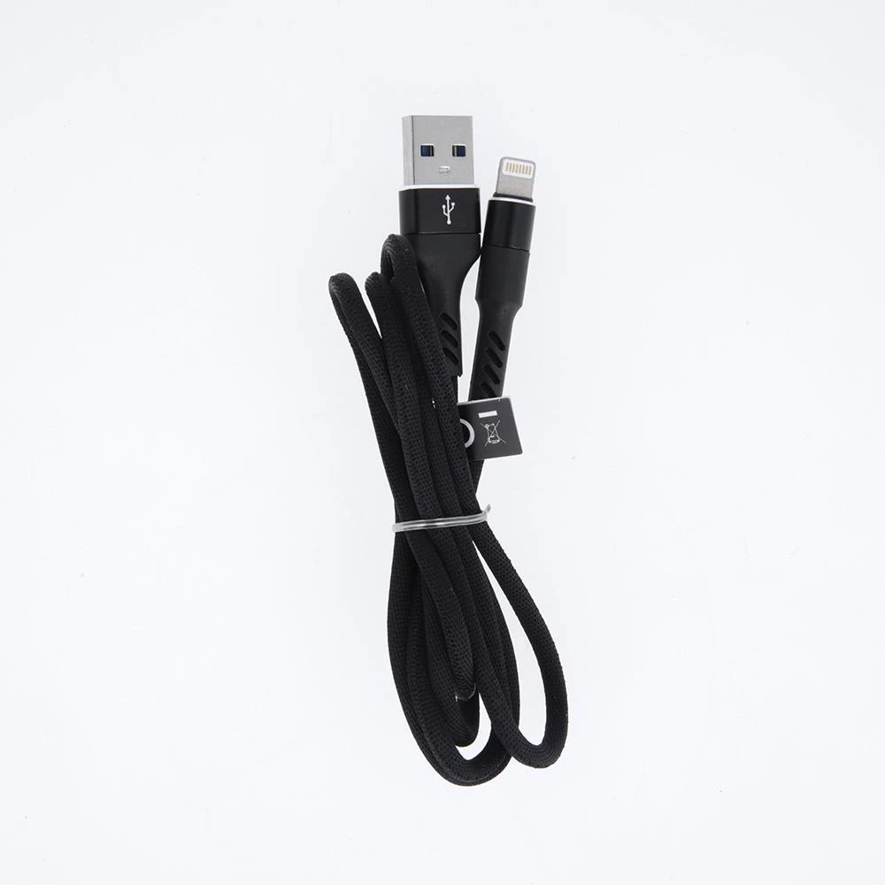 Maxlife MXUC-01 laidas USB – Lightning 1,0 m 2A juodas nailoninis