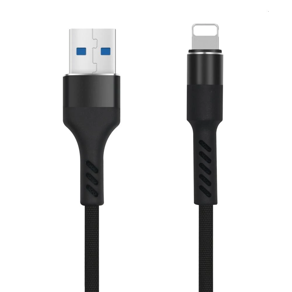 Maxlife MXUC-01 laidas USB – Lightning 1,0 m 2A juodas nailoninis