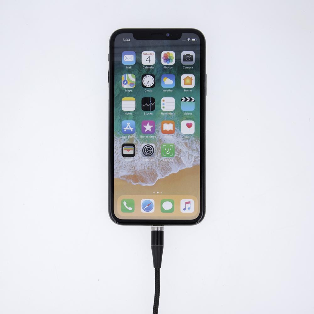 Maxlife MXUC-03 magnetinis laidas USB – Lightning + USB-C + microUSB 1,0 m 3A juodas nailoninis