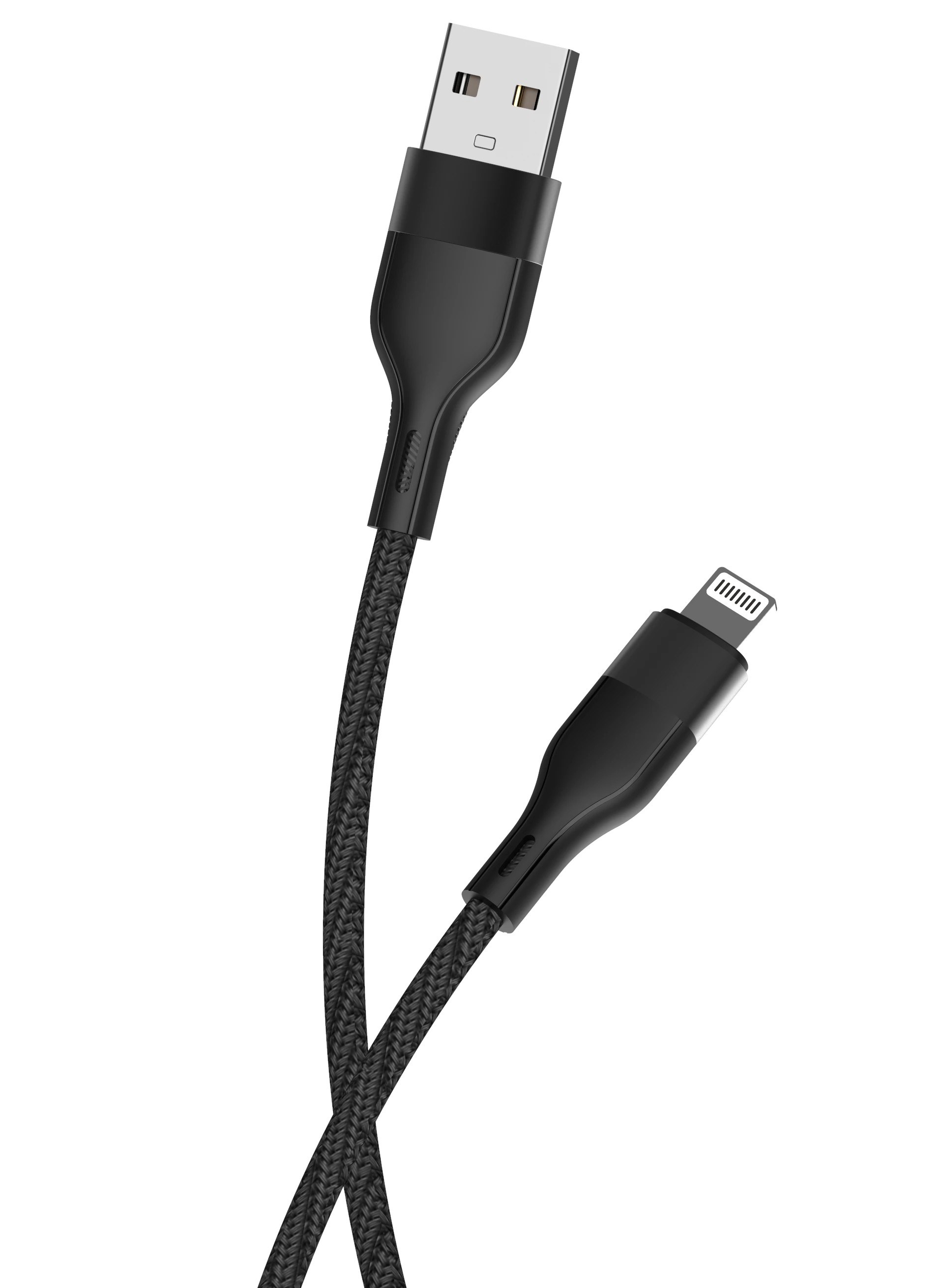 Maxlife MXUC-07 laidas USB – Lightning 1,0 m 2,4A juodas nailoninis