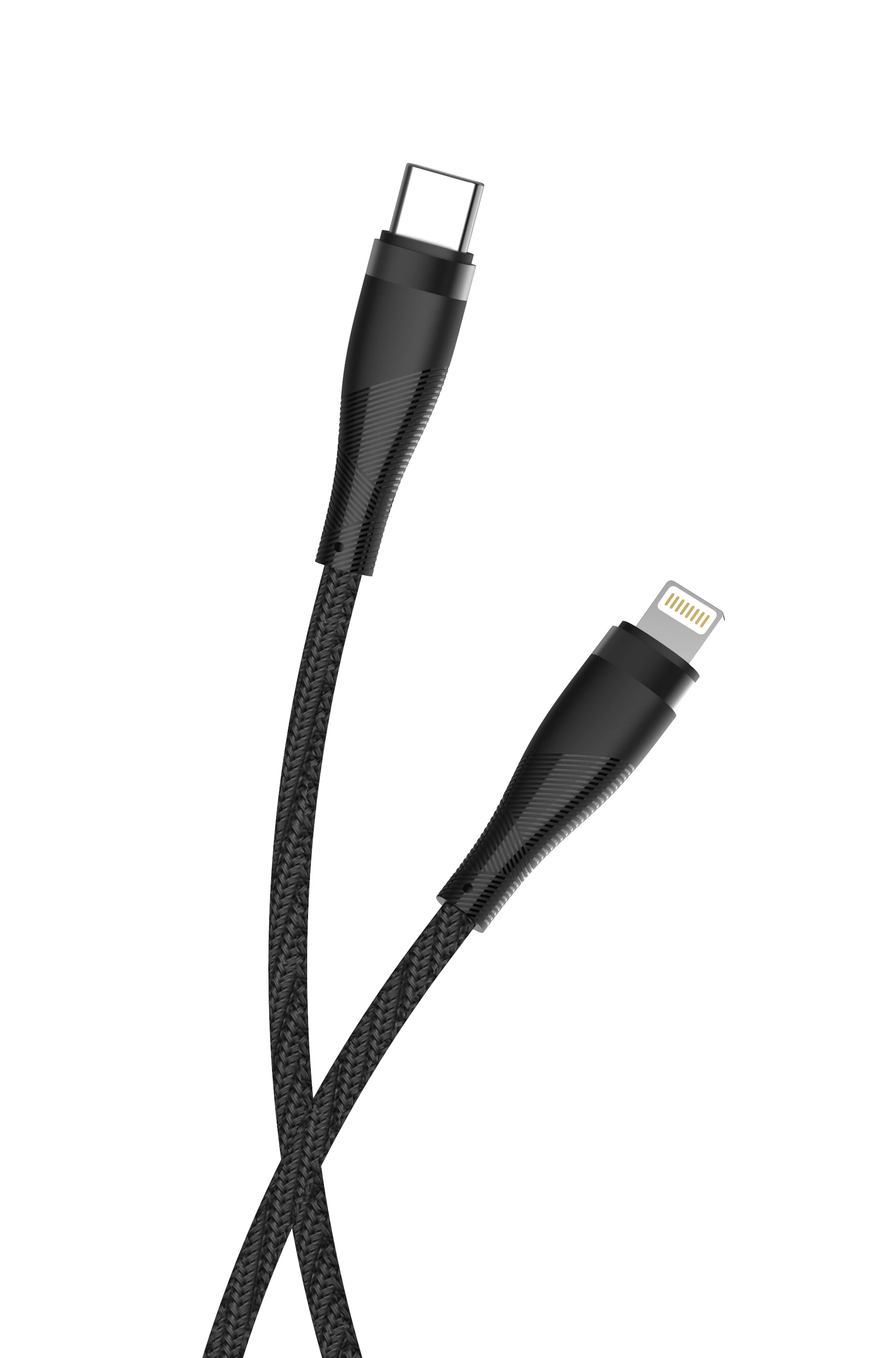 Maxlife MXUC-08 laidas USB-C – Lightning 1,0 m 27W juodas nailoninis