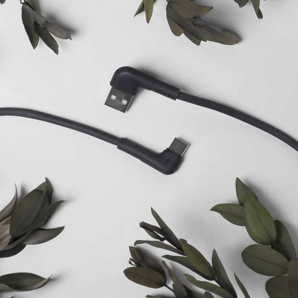 Telforceone Maxlife MXUC-09 angle cable USB - USB-C 2,0 m 3A juodas