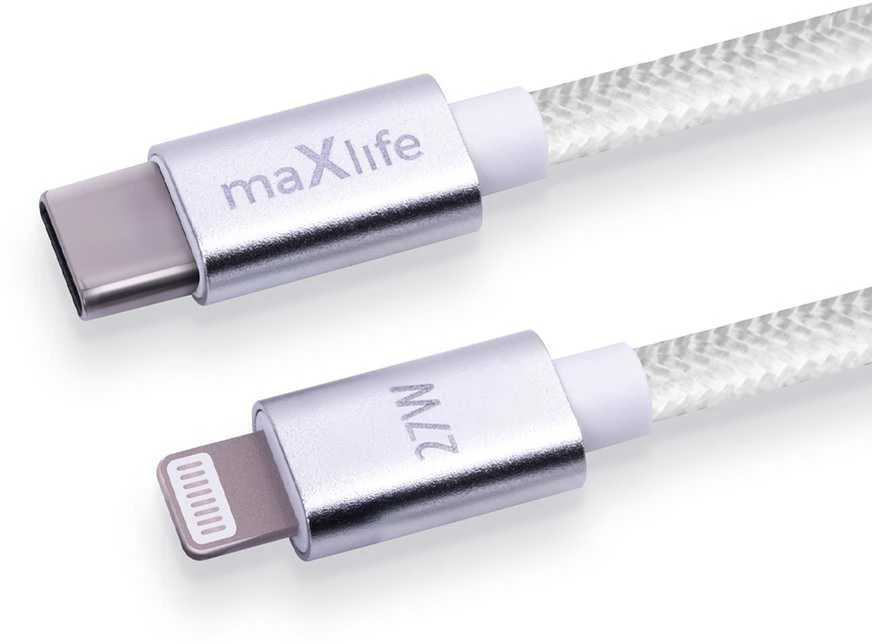 Maxlife MXUC-12 laidas USB-C – Lightning 1,0 m 27W baltas