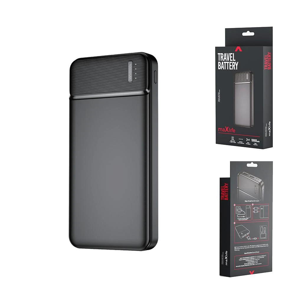 Nešiojamas įkroviklis Maxlife MXPB-01 10000 mAh, juodas
