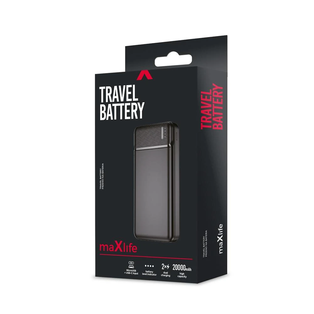 Nešiojamas įkroviklis Maxlife MXPB-01 20000mAh, juodas
