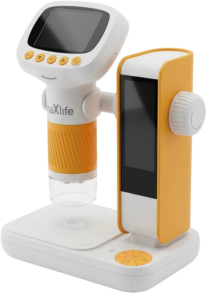 Maxlife skaitmeninis mikroskopas MXDM-200 su stovu, oranžinis