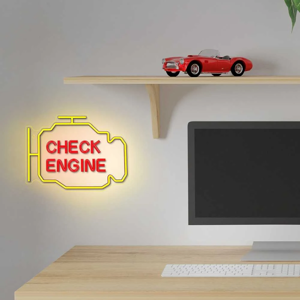 Neoninis PLEXI LED CHECK ENGINE geltonas raudonas NNE21 Neolia