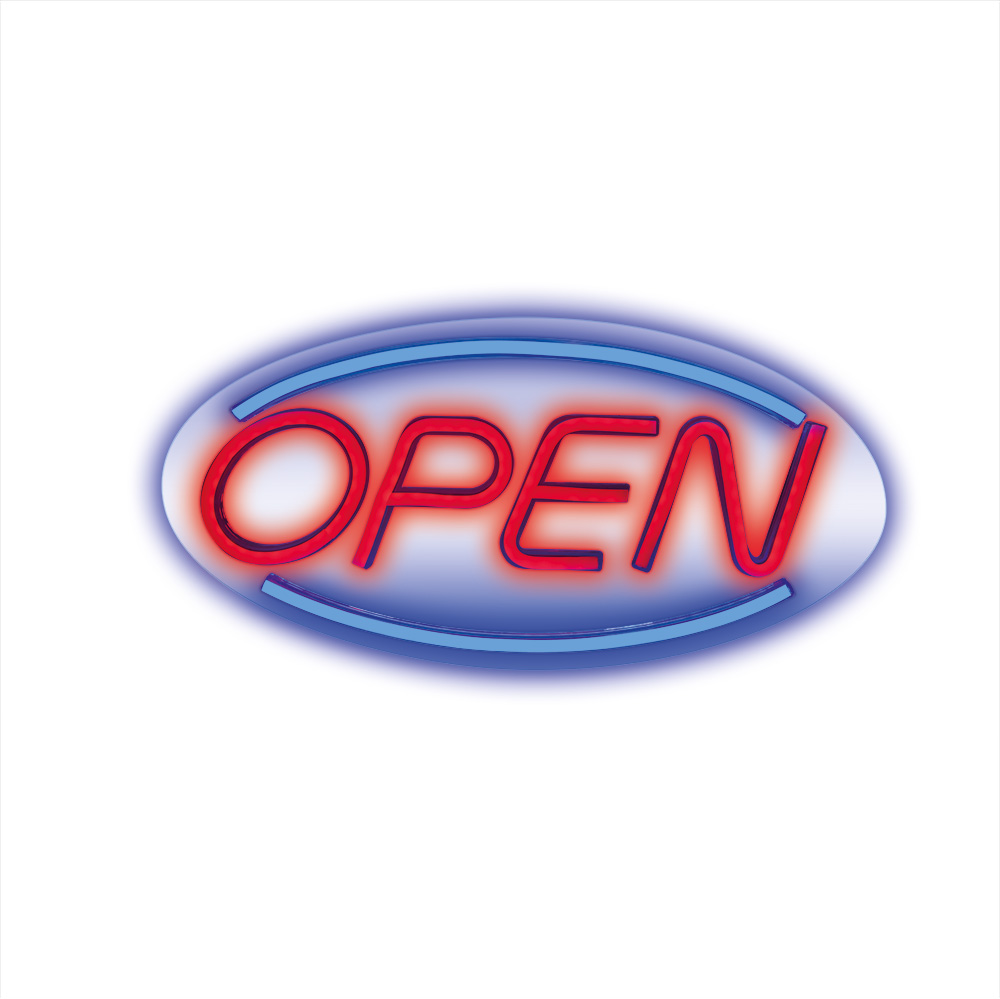 TelForceone Neoninė PLEXI LED OPEN mėlyna raudona FPNE04X"Forever" šviesiai