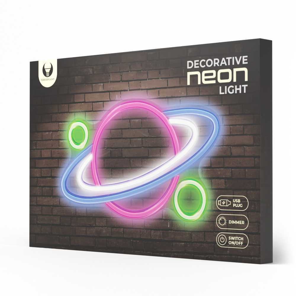 TelForceone Neoninis PLEXI LED PLANET daugiaspalvis FPNE05X"Forever" šviesiai
