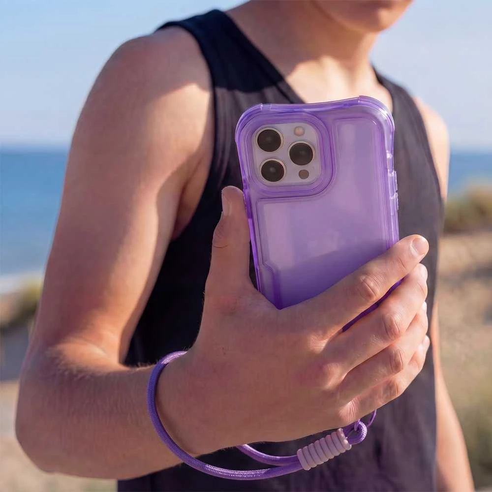 TFO Telforceone „Safepop“ dėklas su dirželiu, skirtas „iPhone 16 Pro Max 6,9“; violetinis