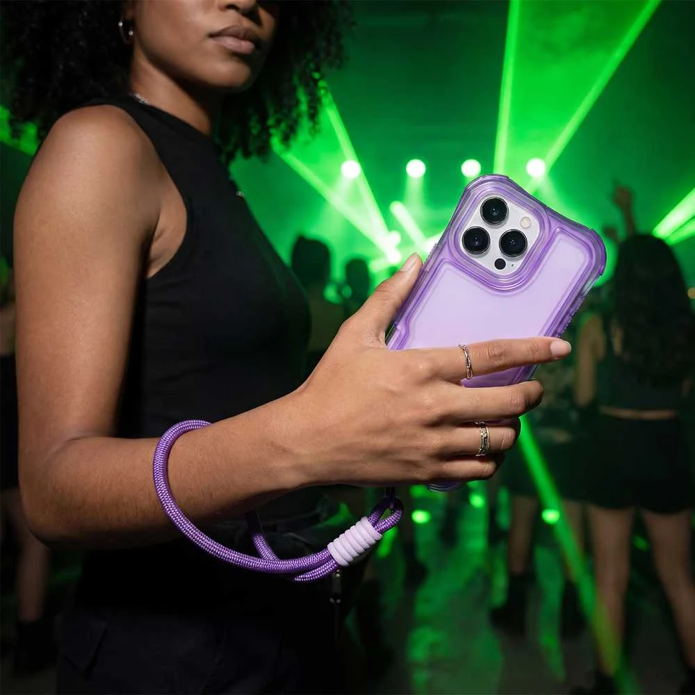 TFO Telforceone „Safepop“ dėklas su dirželiu, skirtas „iPhone 16 Pro Max 6,9“; violetinis
