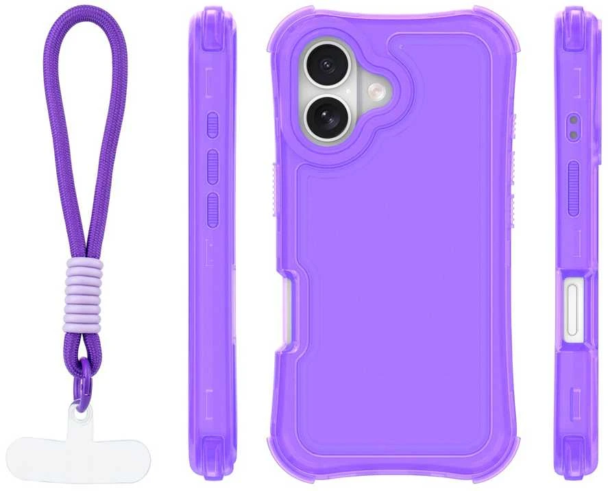 TFO Telforceone „Safepop“ dėklas su dirželiu, skirtas „iPhone 16 6,1“; violetinis